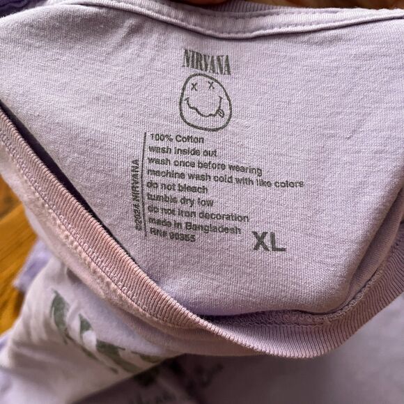 Nirvana Heart-Shaped Box Band T-Shirt XL Purple Cotton Graphic Tee Y2K Grunge - Picture 3 of 7